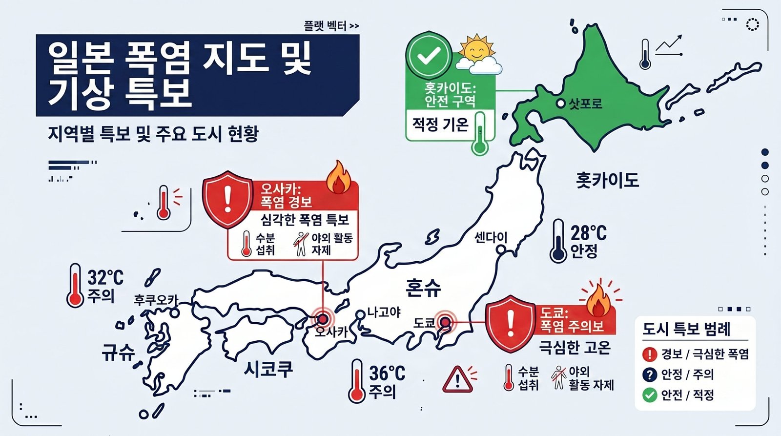 일본 지역별 여름기온